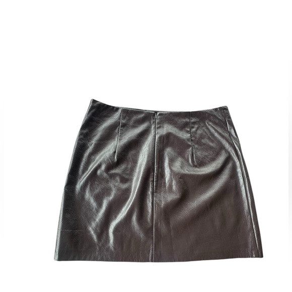 Topshop Women’s Dark Brown Leather Mini Skirt Size 10 Grunge City - Picture 3 of 7